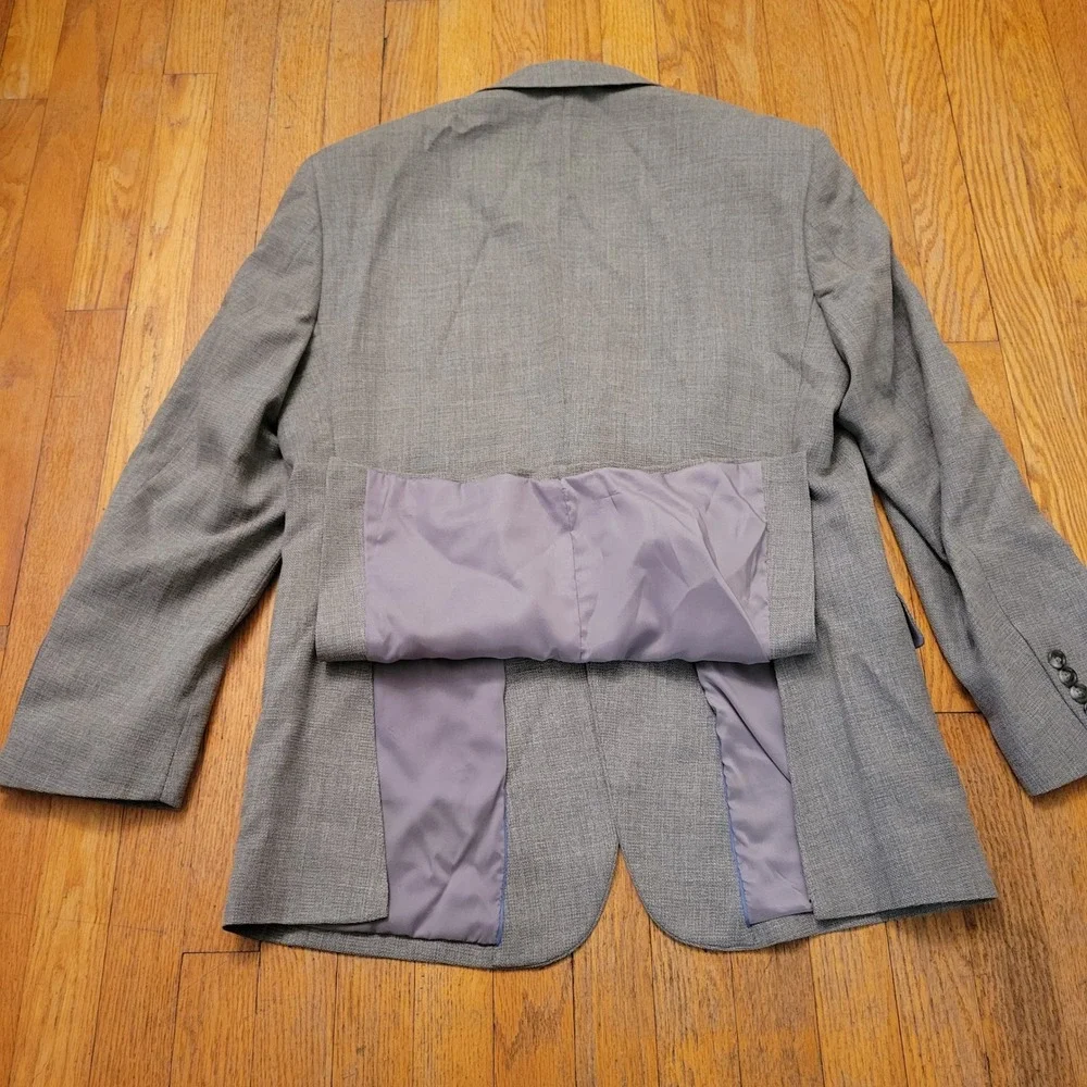 Jos A Bank 42R Blazer Gray Wool Hopsack Tailored Travelers Jacket Sport Coat